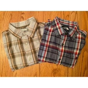 The North Face Plaid short sleeve button up shirts LOT OF 2 Career Casual Travel